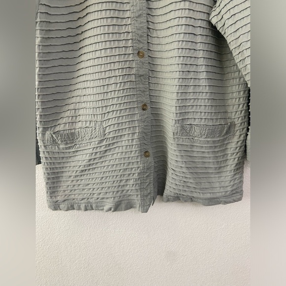 Yacco Maricard Pintuck Stand Collar Shirt Jacket Lagenlook Tunic |Sage Green - Picture 9 of 10